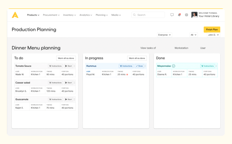 Foodservice Production Planning Software