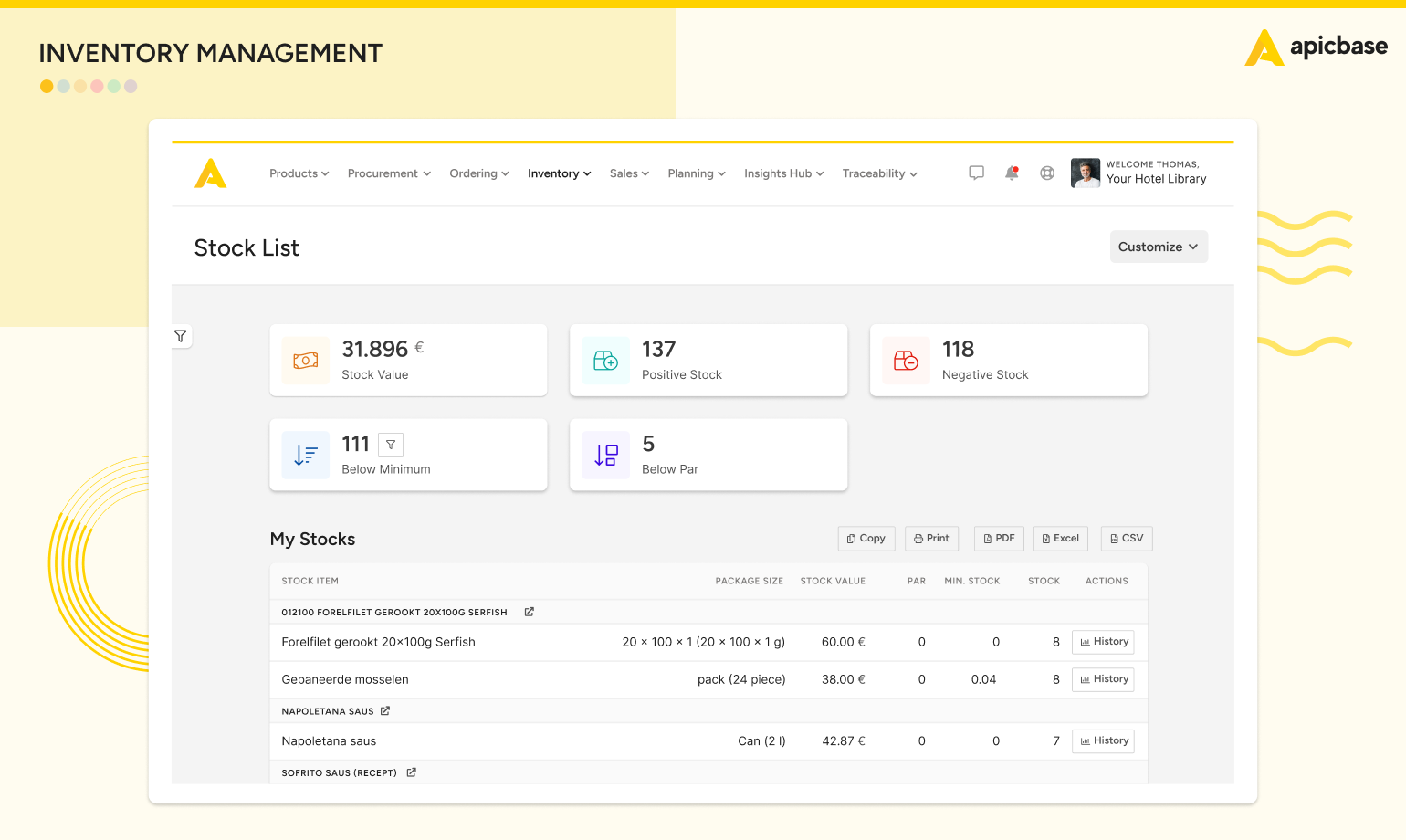 Logiciel de gestion des stocks Apicbase