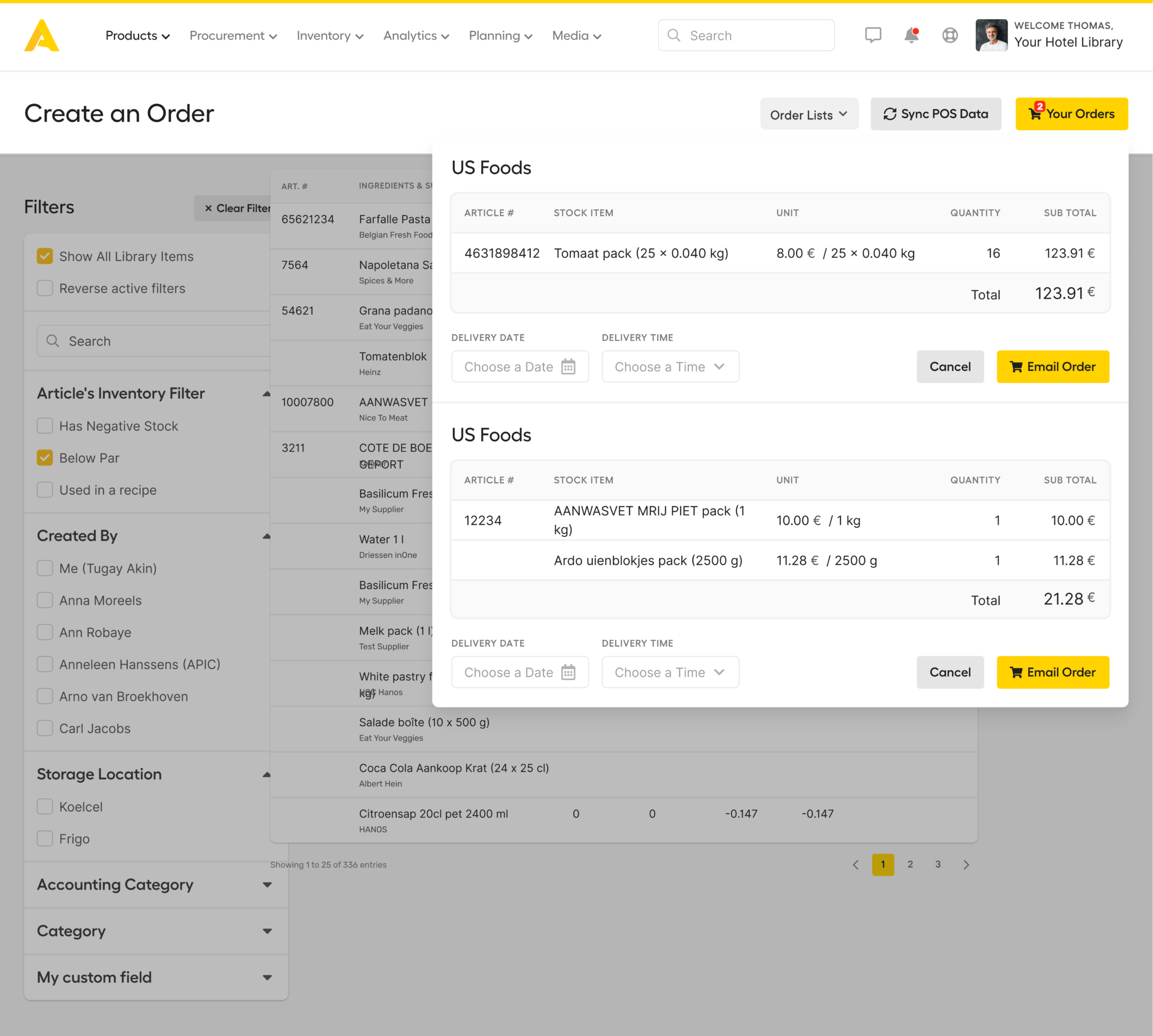 US Foods Procurement Management Integration Apicbase
