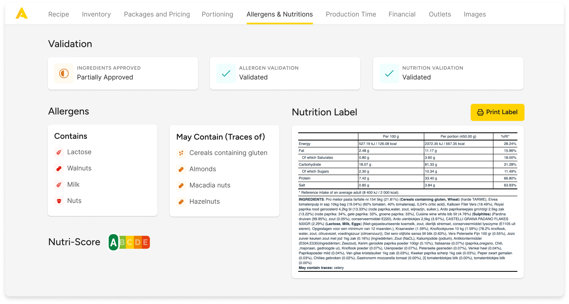 Allergens & Nutrition