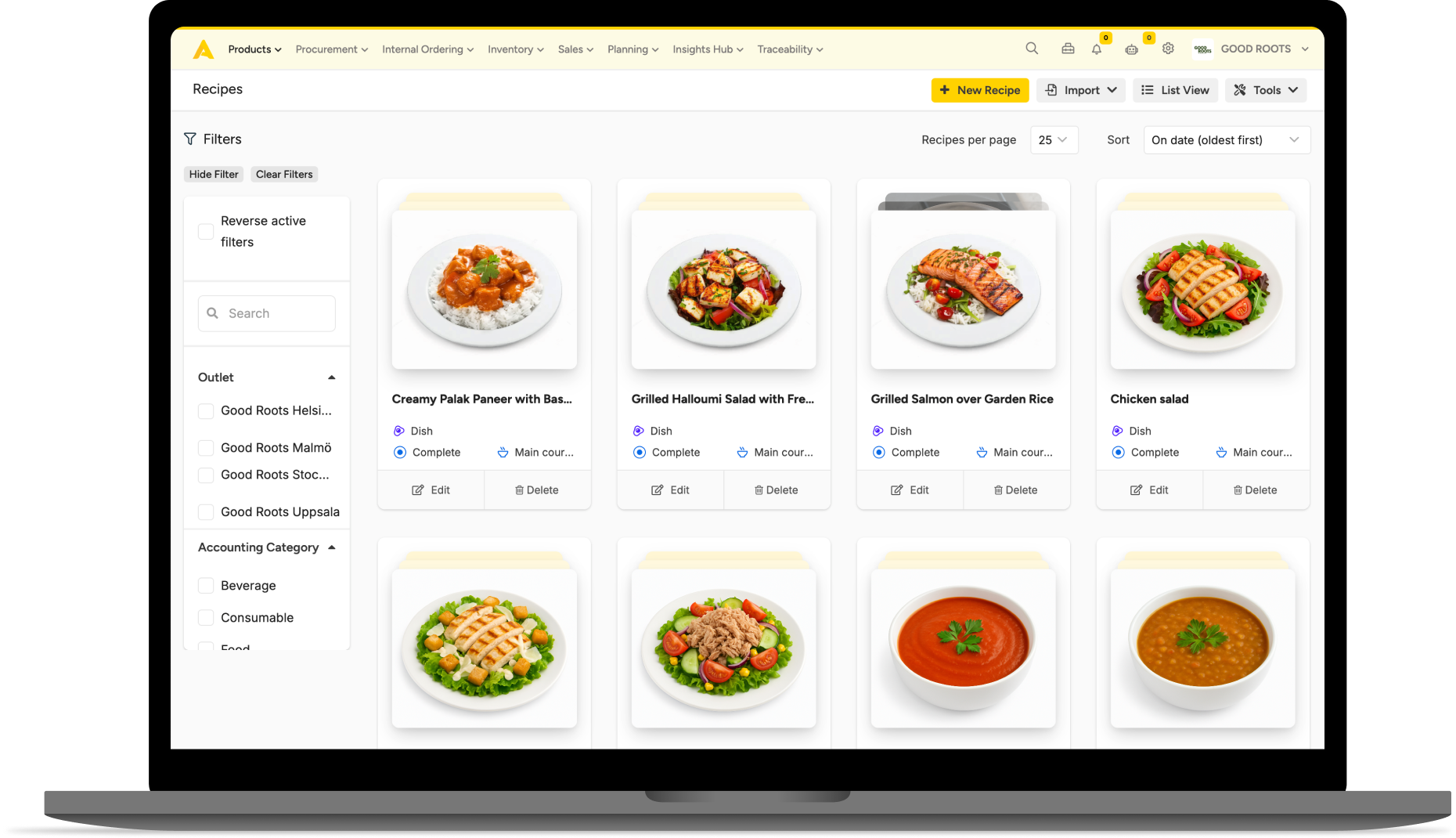 Recipe Overview Page - Apicbase