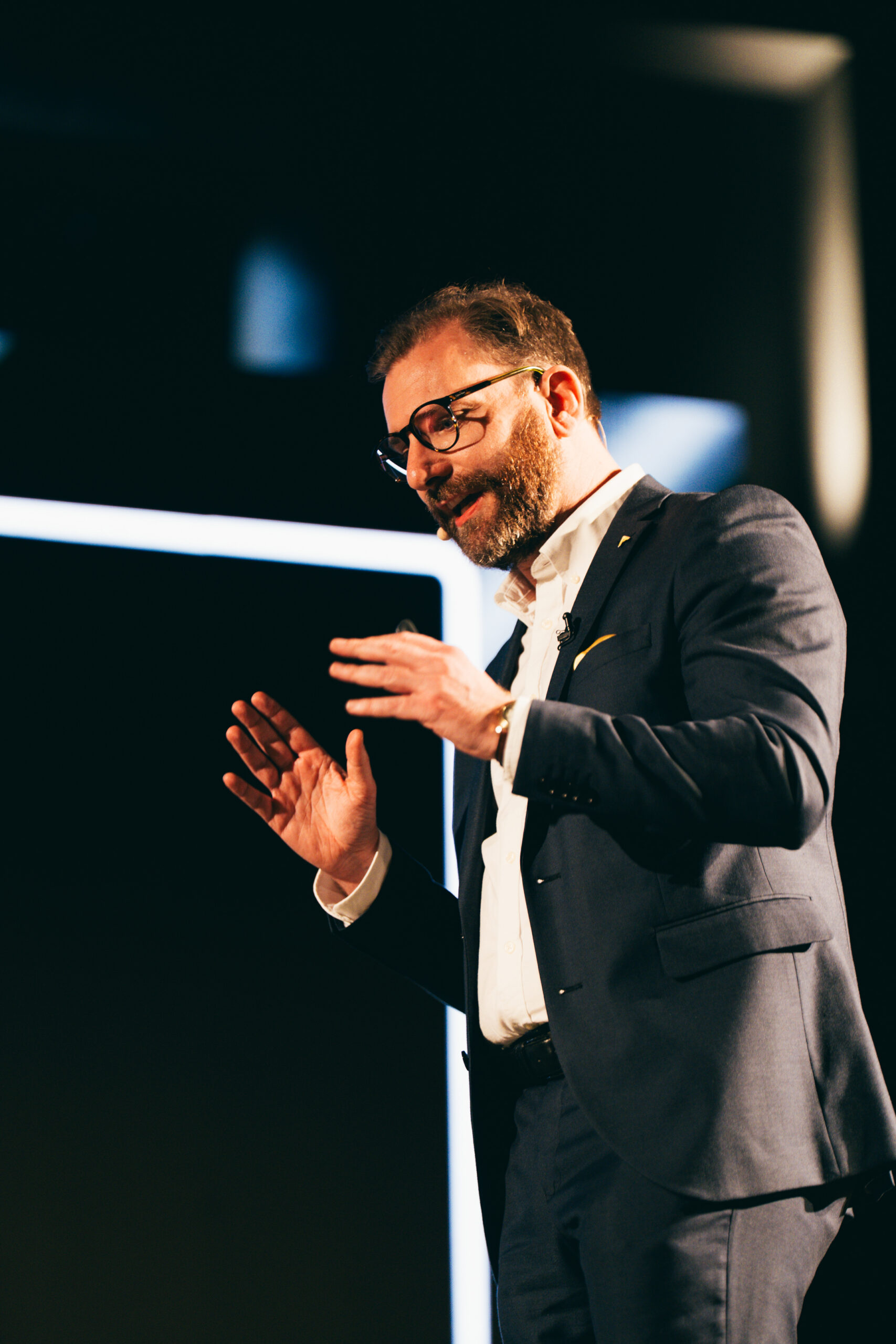 Carl Jacobs speaking on stage