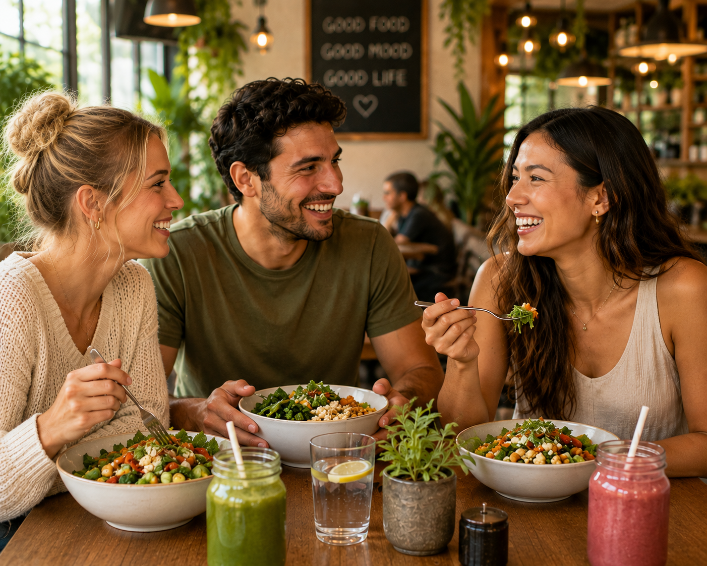 Gasten die samen eten in een restaurant
